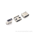 Conector USB TIPO C Montaje en superficie Expuesto al cobre